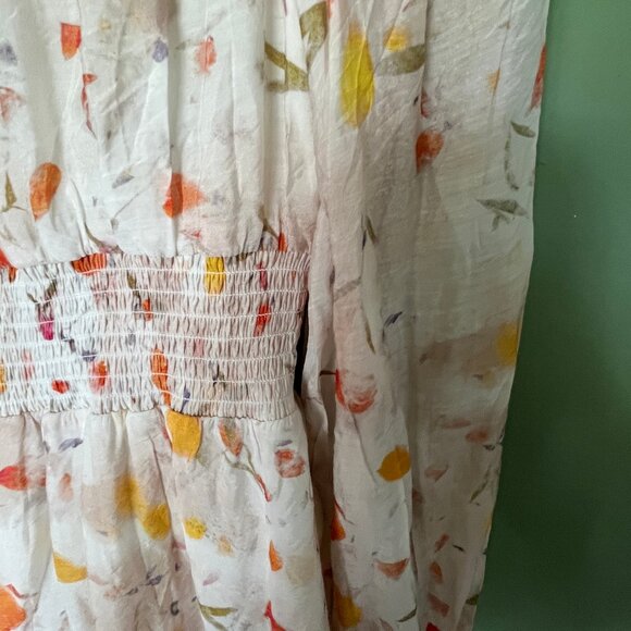 Shein MOTIF PREMIUM VISCOSE BRUSH STROKE PRINT Peasant DRESS Size Large L 8/10 - Picture 7 of 10